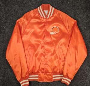 Vintage Cleveland Browns Bomber Varsity Jacket Coat Men Adult Size Large Orange